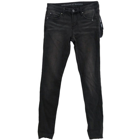 Articles of Society Women’s Skinny Jeans Size 24 Gray Black  Raw Hem - Picture 3 of 10